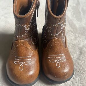 Kids Brown Western-Style Ankle Boots